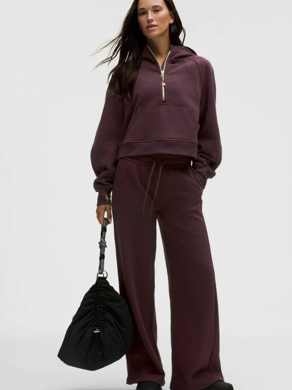 Lululemon Black Plum Mid-Rise Wide Leg Pants - M